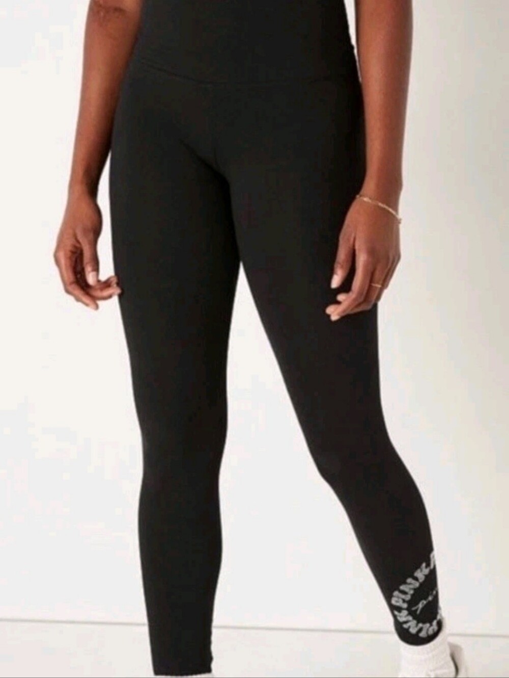 NWT Victoria's Secret PINK Black Bling Seal High Waist Full Length Leggings XS